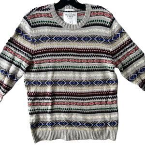 Abercrombie & Fitch Men's Cotton Blend Muscle Fit Fair Isle Patterned Sweater- L